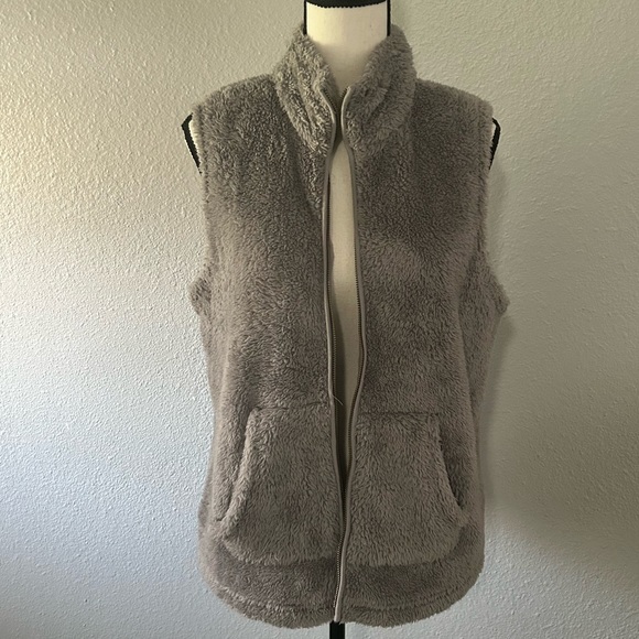 Sonoma Jackets & Blazers - Sonoma Lifestyle Full Zip Sherpa Fleece Lined Collared Frost Gray Size Petite L